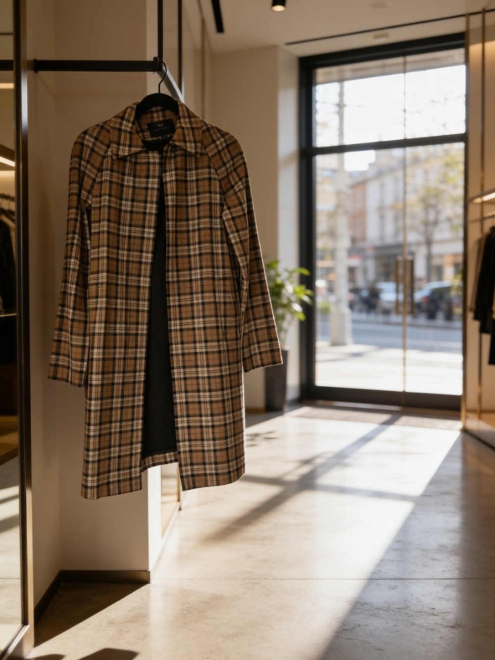 Express Plaid Long Car Coat Size 3/4